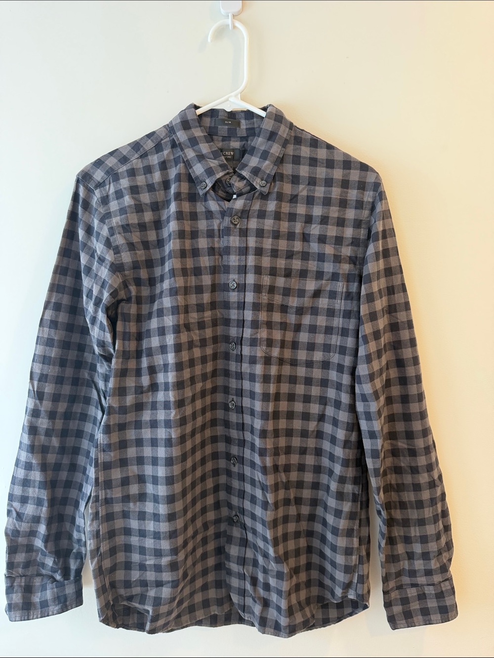 J. Crew Blue and Gray Check Button-Down Shirt